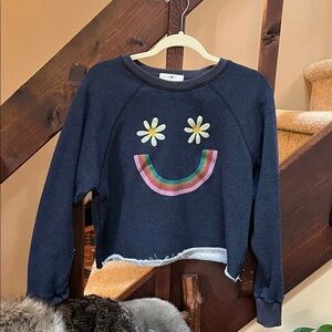 NATURAL LIFE Navy Blue Rainbow Smiley Sweatshirt. Size S